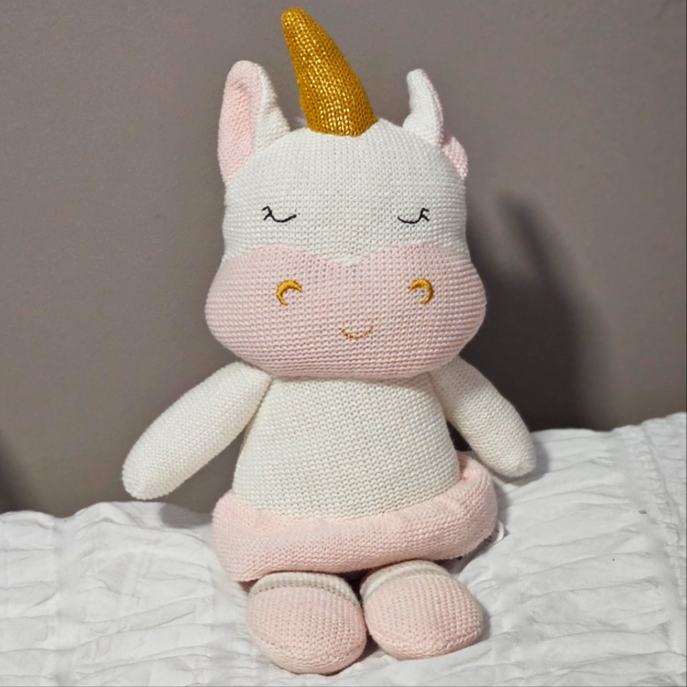 Living Textiles Kenzie Unicorn Knitted Plush Girls Knit Toy in Pink